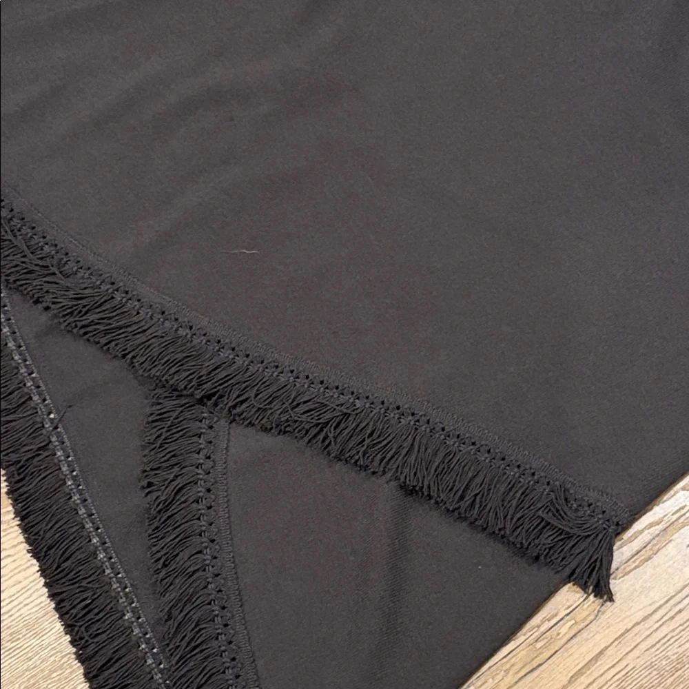 ST. JOHN Sport Santana Knit Tasseled Hem wool Faux Wrap Skirt‎ Brown med